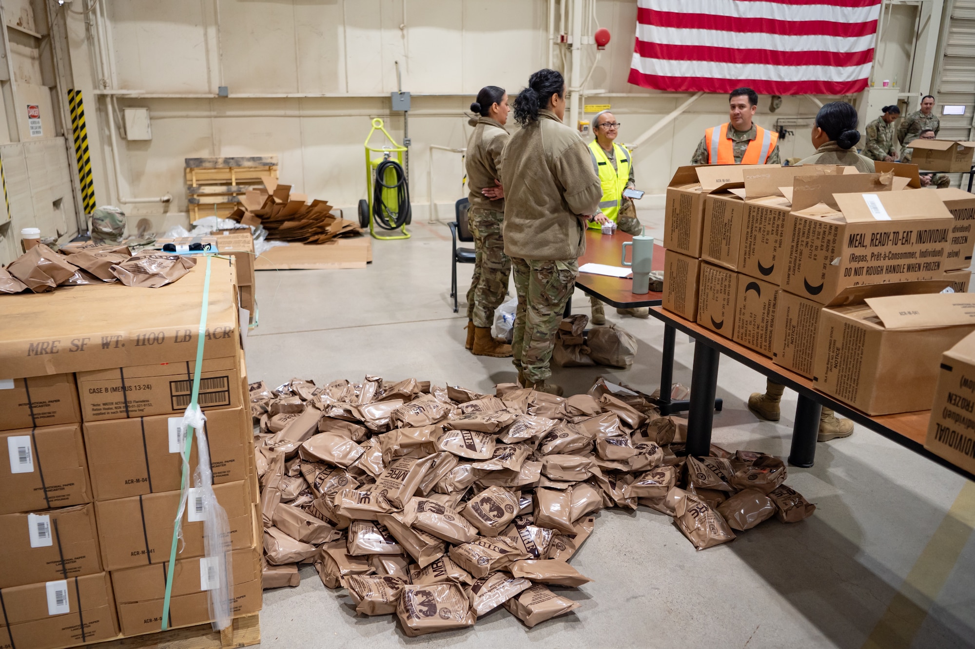 944th Fighter Wing Reserve Citizen Airmen organize logistical support for Exercise Desert Hammer 25-1 at Luke Air Force Base, Ariz., Nov. 13, 2024. Through joint and multinational collaboration, Desert Hammer tests the ability of over 700 participants and 131 aircraft to operate, defend, and sustain airbases under austere conditions. (U.S. Air Force photo by Tech. Sgt. Tyler J. Bolken)