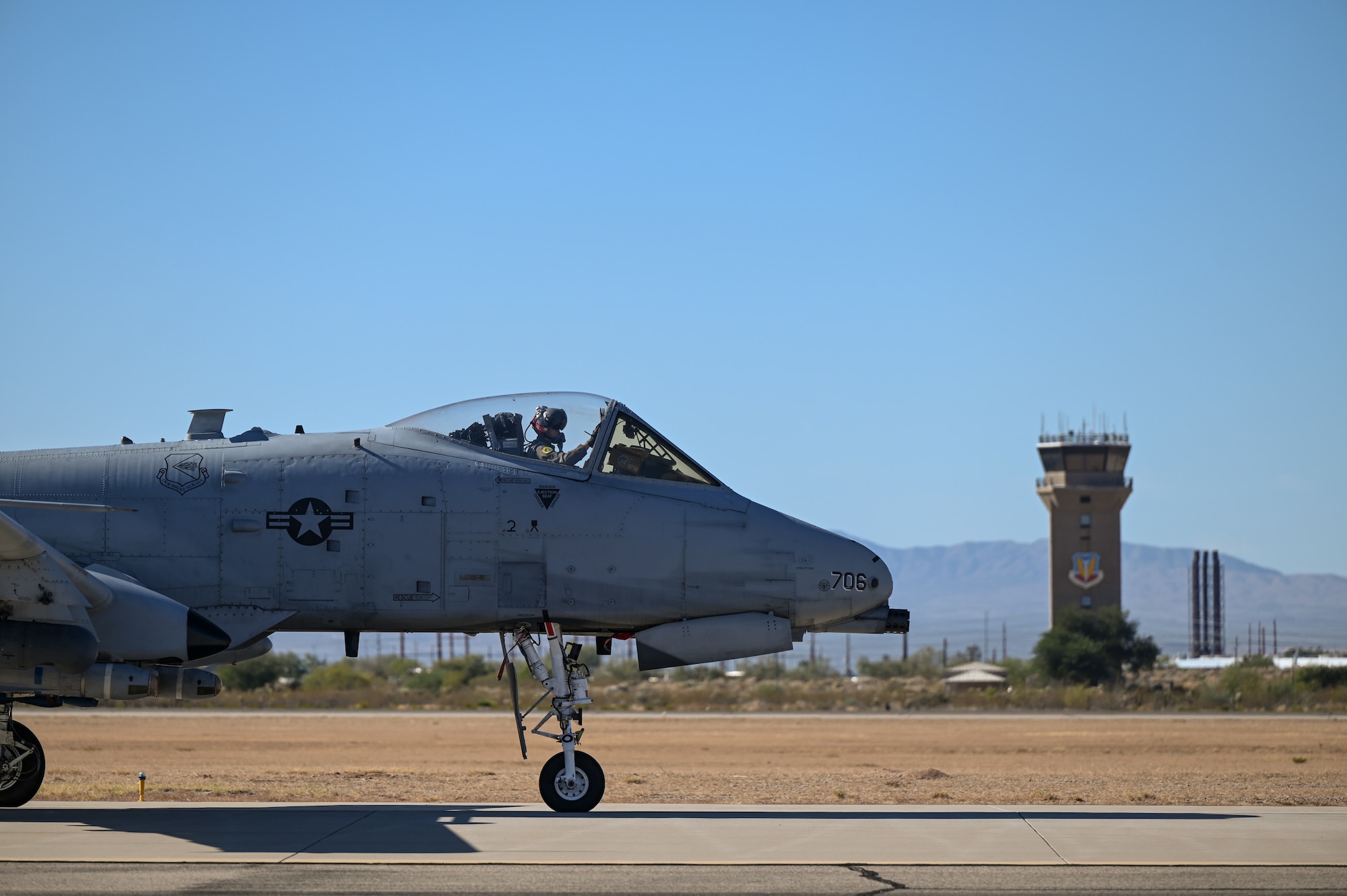 An A-10 Thunderbolt II from the 924th Fighter Group prepares for takeoff at Davis-Monthan Air Force Base, Ariz., Nov. 14, 2024, as part of Exercise Desert Hammer 25-1 hosted by the 944th Fighter Wing. This large-scale exercise showcases the adaptability of Mission Ready Airmen, advancing the skills needed to thrive in the rapidly evolving challenges of global competition. (U.S. Air Force photo by Senior Airman Andrew Garavito)