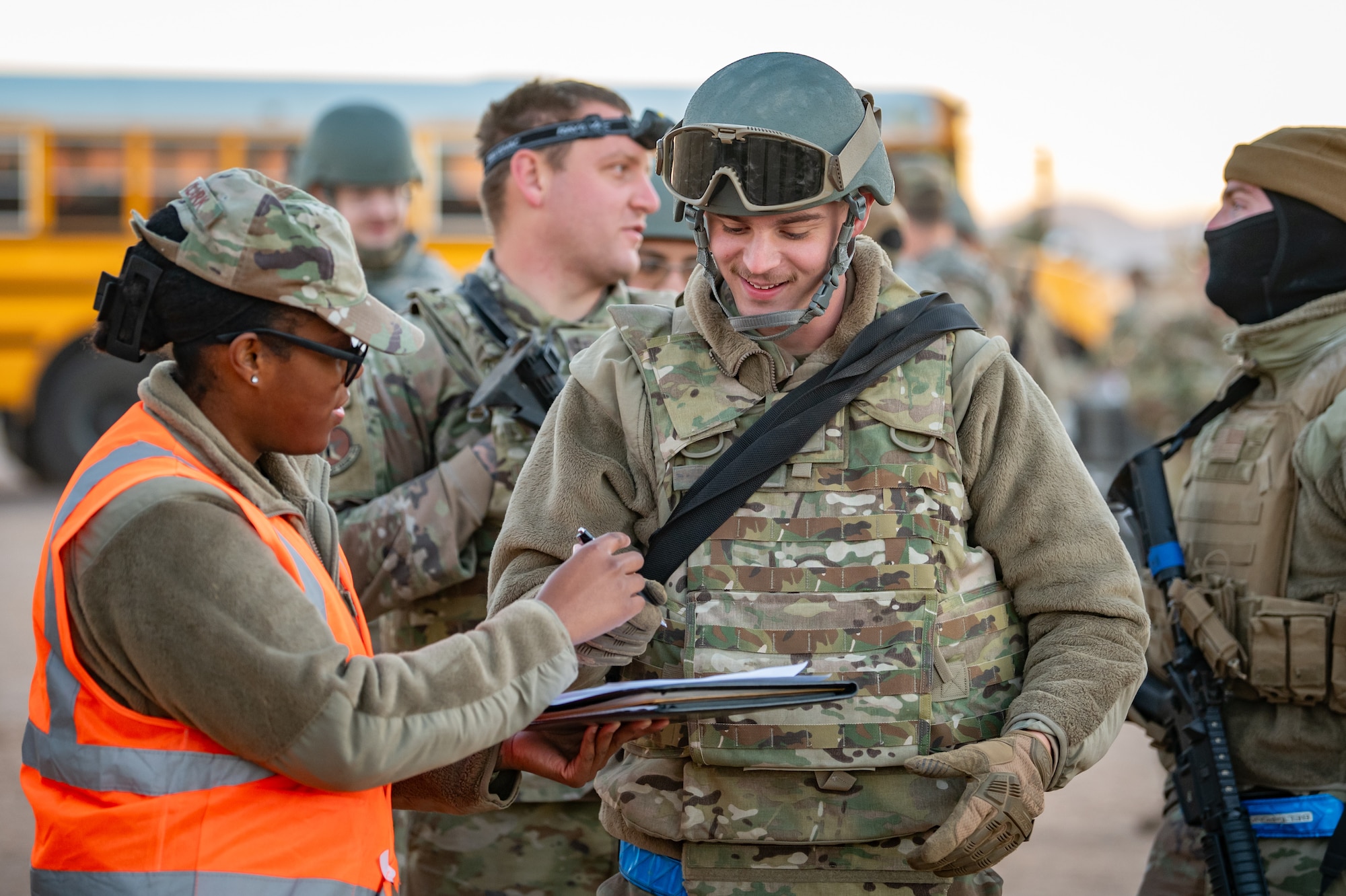 944th Fighter Wing Reserve Citizen Airmen in process during Exercise Desert Hammer 25-1 at Gila Bend Air Force Auxiliary Field, Ariz., Nov. 14, 2024. Through joint and multinational collaboration, Desert Hammer tests the ability of over 700 participants and 131 aircraft to operate, defend, and sustain airbases under austere conditions. (U.S. Air Force photo by Tech. Sgt. Tyler J. Bolken)