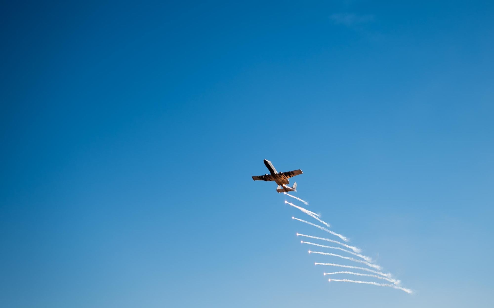 An A-10 Thunderbolt II from the 924th Fighter Group of the 944th Fighter Wing conducts a flyover during Exercise Desert Hammer 25-1 at Barry M. Goldwater Range East near Gila Bend, Ariz., Nov. 14, 2024. This large-scale exercise showcases the adaptability of Mission Ready Airmen, advancing the skills needed to thrive in the rapidly evolving challenges of global competition. (U.S. Air Force photo by Senior Airman Jacob Dastas)