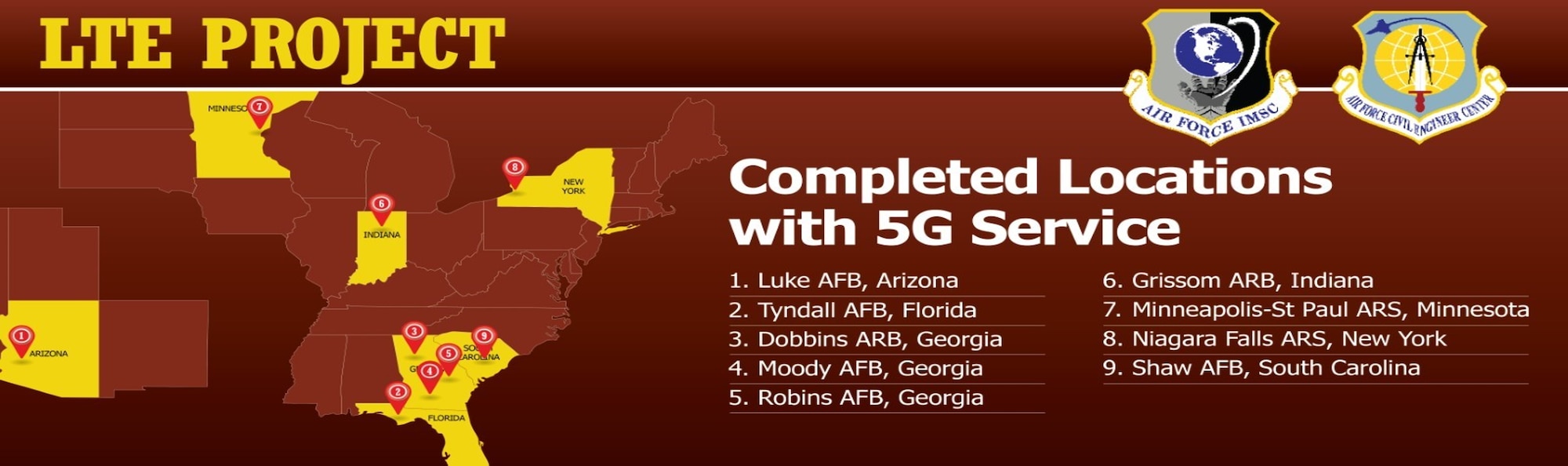 AFCEC graphic with a brown background with a portion of the United States shown.