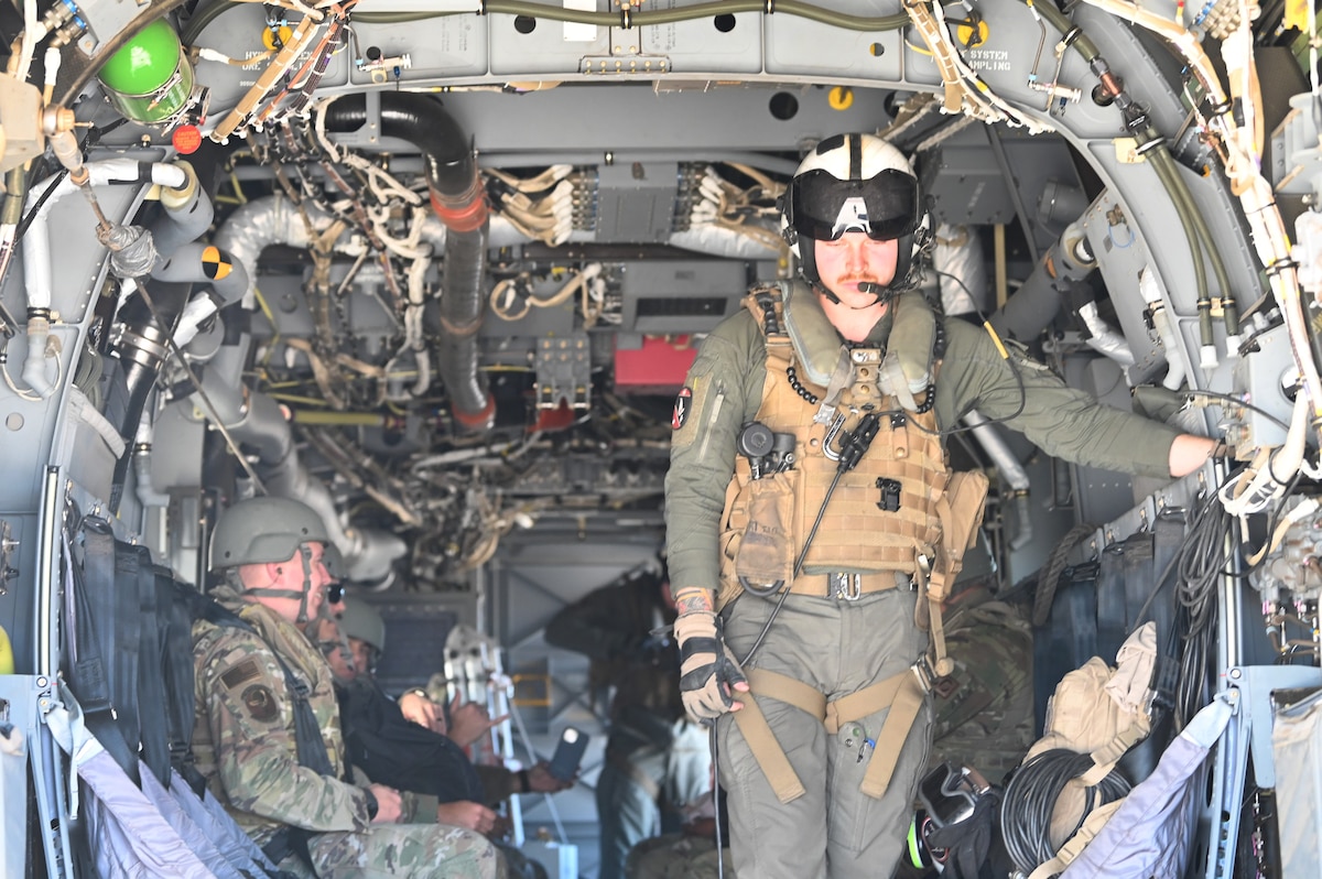 Marines and 944th Fighter Wing Reserve Citizen Airmen prepare for an MV-22 Osprey flight during Exercise Desert Hammer 25-1 at Luke Air Force Base, Ariz., Nov. 13, 2024. Through joint and multinational collaboration, Desert Hammer tests the ability of over 700 participants and 131 aircraft to operate, defend, and sustain airbases under austere conditions. (U.S. Air Force photo by Senior Airman Alexis Orozco)