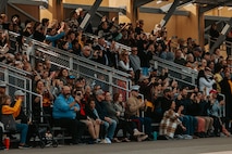 Families and guests of Golf Company, 2nd Recruit Training Battalion, observe a graduation ceremony at Marine Corps Recruit Depot San Diego, California, Nov. 26, 2024. Graduation took place at the completion of the 13-week transformation, which included training for drill, marksmanship, basic combat skills, and Marine Corps customs and traditions. (U.S. Marine Corps photo by Cpl. Alexander O. Devereux)