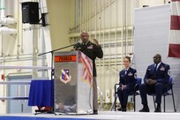 Maj. Gen. Rodney Boyd, The Adjutant General for Illinois and Commander of the Illinois National Guard, gives remarks at the Peoria Air National Guard Base, Peoria, Illinois Nov. 27.