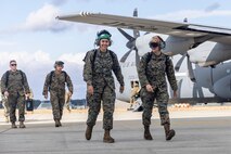 U.S. Marines with Marine Fighter Attack Squadron (VMFA) 312, Marine Aircraft Group 12, 1st Marine Aircraft Wing arrive at Misawa Air Base, Japan, in preparation for the Aviation Training Relocation program, Nov. 28, 2024.
