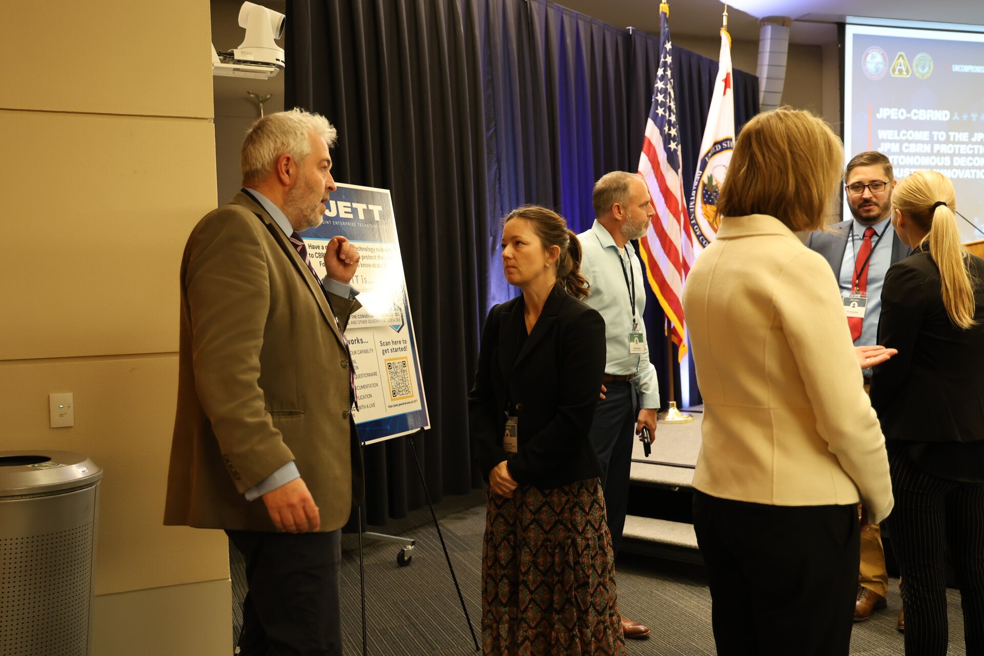 In October 2024 the JPEO-CBRND held four industry day events at the US Patent and Trade Office (USPTO), where our Joint Project Manager (JPM) for CBRN Protection and JPM for CBRN Medical briefed patent holders on our programs. This interagency partnership, and partnerships like it, helps us develop new solutions that protect our warfighters against CBRN threats on the modern battlefield.
