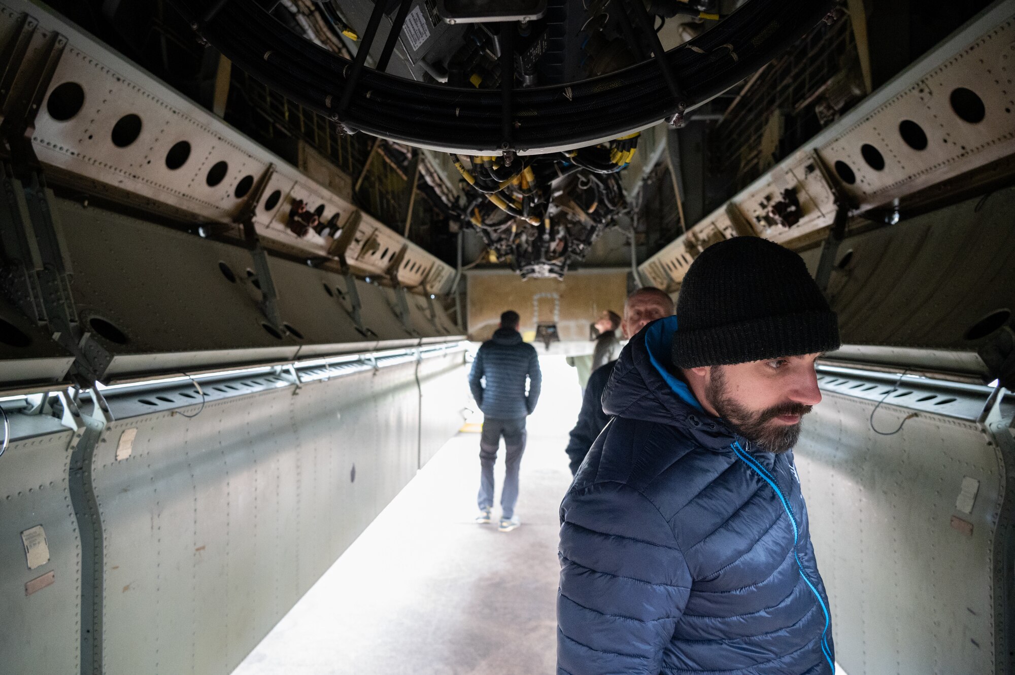 Pathfinders inspect the bomb bay
