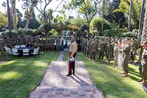 U.S. Marine Corps Commanding General of Marine Corps Recruit Depot San Diego and the Western Recruiting Region, Brig. Gen. James A. Ryans II, speaks to Marines with 3rd Recruit Training Battalion, Recruit Training Regiment, during an appreciation lunch at MCRD San Diego, California, Nov. 22, 2024. The lunch was part of an appreciation lunch series hosted by depot leadership to recognize and thank the training battalions for their hard work. The lunch coincided with Spiritual Fitness Month, a program implemented to bring inner strength from higher purpose. MCRDSD is the first Marine Corps base to implement the Spiritual Fitness Month program. (U.S. Marine Corps photo by Cpl. Alexander O. Devereux)
