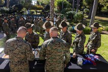 U.S. Marine Corps leaders with 3rd Recruit Training Battalion, Recruit Training Regiment, serve food to Marines at an appreciation lunch at Marine Corps Recruit Depot San Diego, California, Nov. 22, 2024.  The lunch was part of an appreciation lunch series hosted by depot leadership to recognize and thank the training battalions for their hard work. The lunch coincided with Spiritual Fitness Month, a program implemented to bring inner strength from higher purpose. MCRDSD is the first Marine Corps base to implement the Spiritual Fitness Month program. (U.S. Marine Corps photo by Cpl. Alexander O. Devereux)