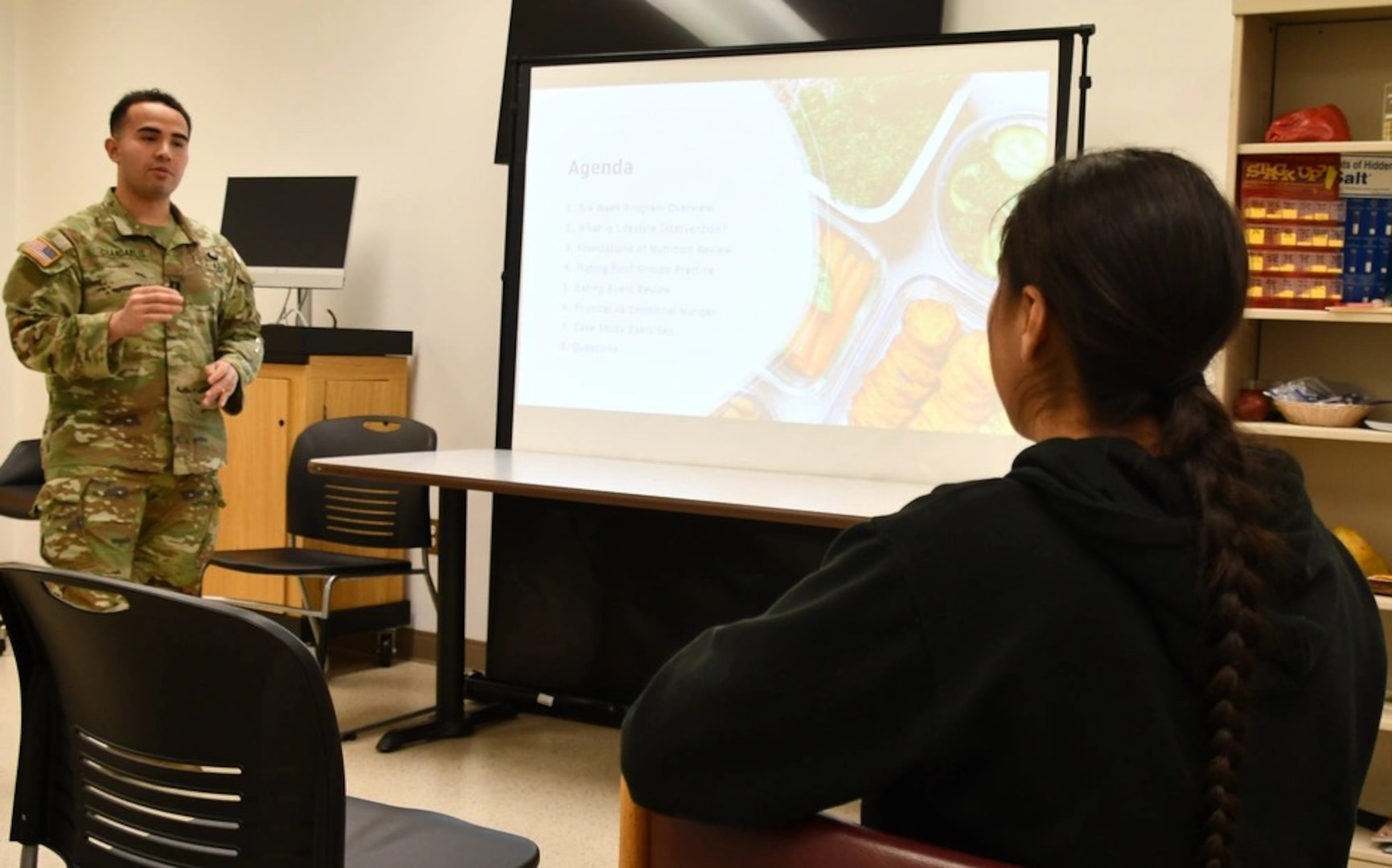 Cpt. Nikkolas G. Chandarlis teaches students during Medication Weight Management training at Womack Army Medical Center on December 4, 2024.