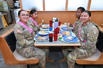 Leaders and DFAC staff thank the troops during Thanksgivin