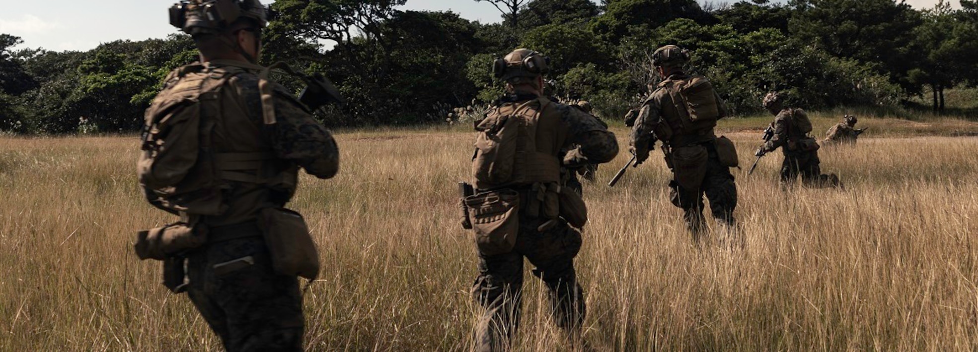 U.S. Marines with Battalion Landing Team 2/4, 31st Marine Expeditionary Unit, prepare to set security during lane training at Camp Hansen, Okinawa, Japan, Dec. 3, 2024.