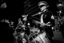 U.S. Marines assigned to Marine Band San Diego perform during the 92nd Hollywood Parade in Hollywood, California, Dec. 1, 2024. Marine Band San Diego participated in the parade to improve community relations, increase morale, and demonstrate holiday spirit. (U.S. Marine Corps photo by Cpl. Sarah M. Grawcock)