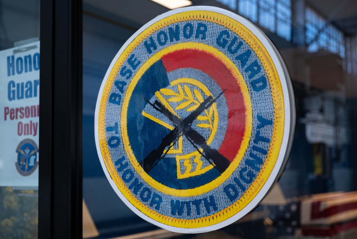 Logo at the Maxwell-Gunter Honor Guard hangar at Maxwell Air Force Base, Ala, Nov.20, 2024.