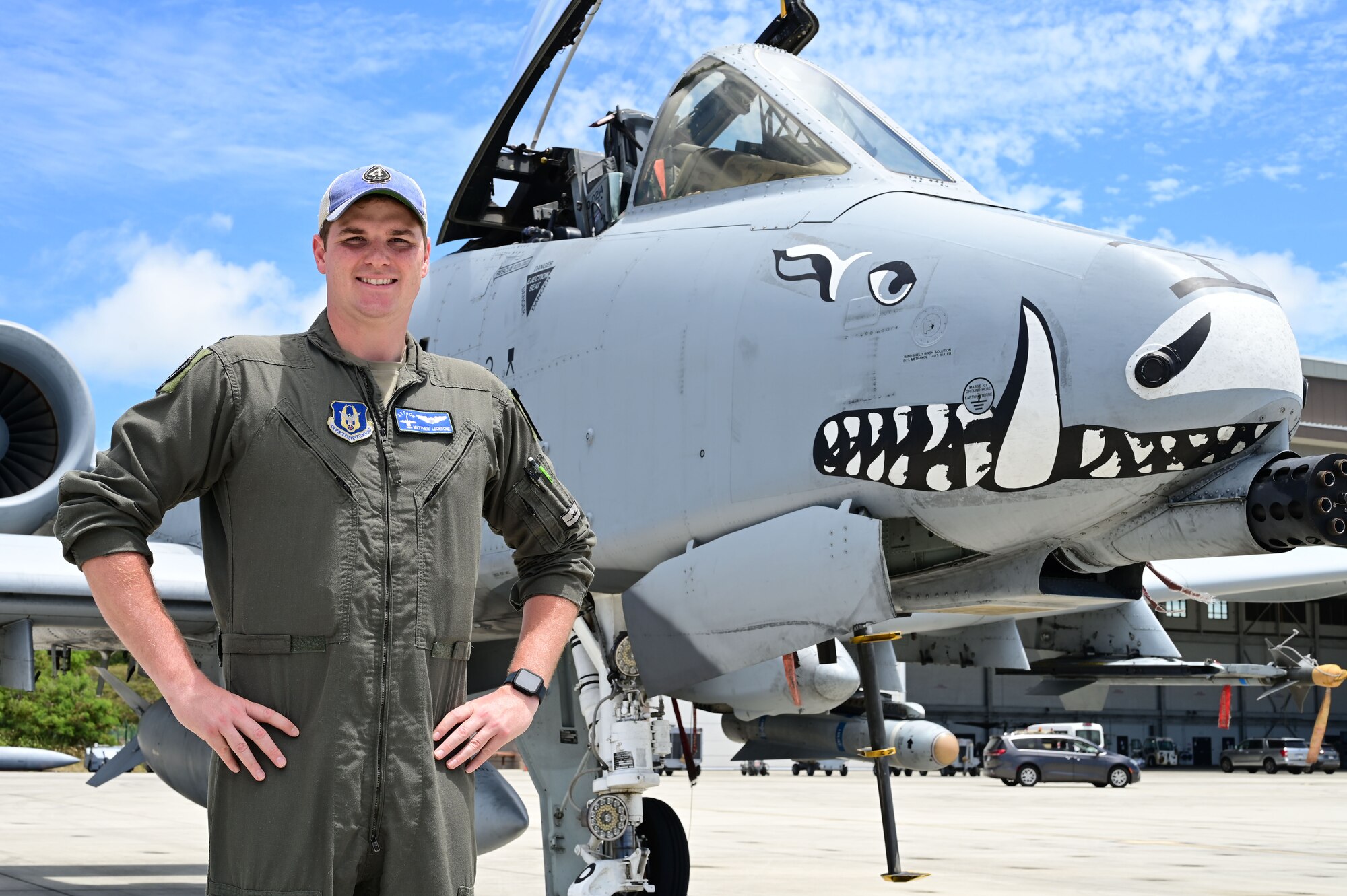 1st Lt. Matthew Leckrone, 47th FS student pilot, poses for a photo in front of a A-10 Thunderbolt II, “Warthog” during the unit’s participation in Rim of the Pacific (RIMPAC) 2024 in Hawaii, July 31, 2024. Leckrone found it inspiring how Lieutenants Kenneth Taylor and George Welch decisive actions and mindset—quickly scrambling to defend against an enemy attack—resonate with the A-10 community’s mantra today: "Attack." For him, this history underscores the squadron’s enduring legacy of mission-focused determination, and he feels privileged to be part of such a heritage. (U.S. Air Force Photo by MSgt Courtney Richardson)