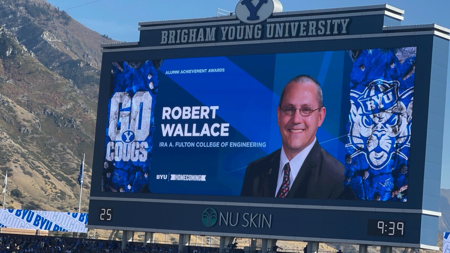 Rob Wallace being honored at the BYU homecoming game