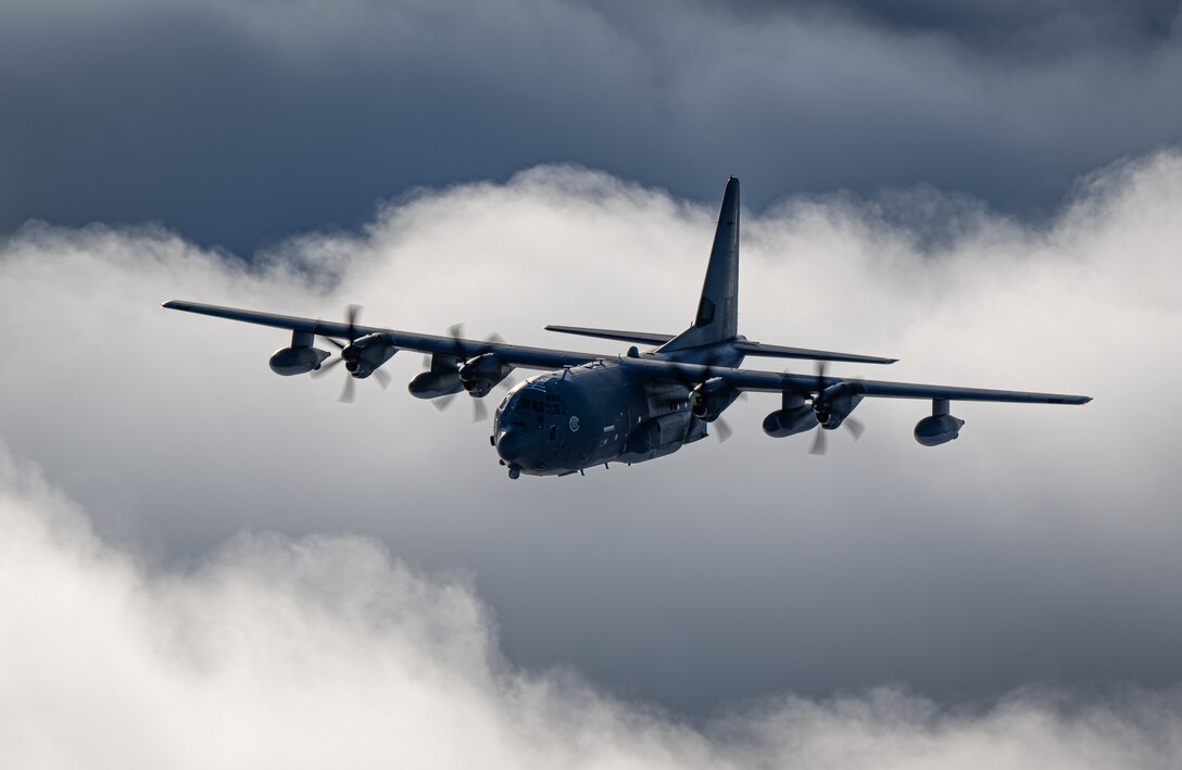 A U.S. Air Force MC-130J Commando II flying