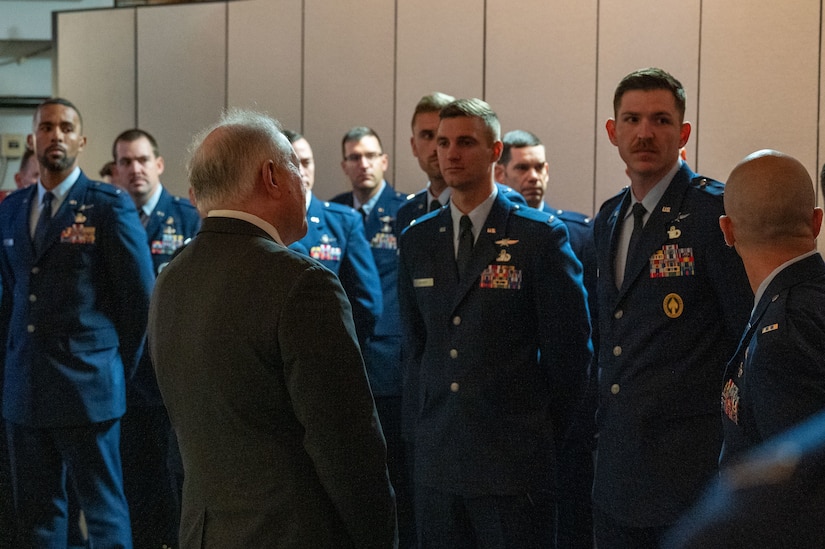 SecAF Kendall speaks with WOTS graduates.