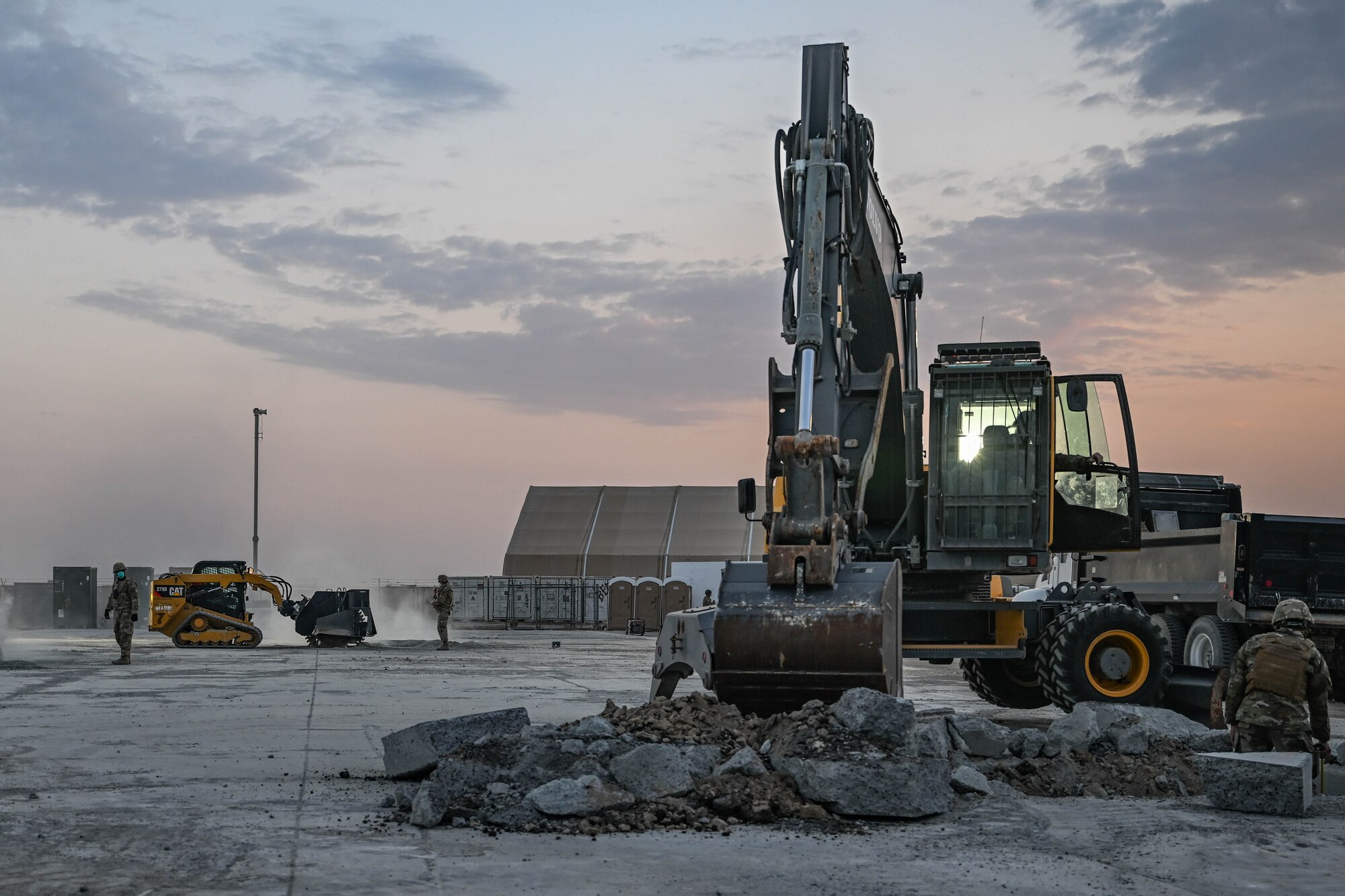 An Airman operates heavy equipment.