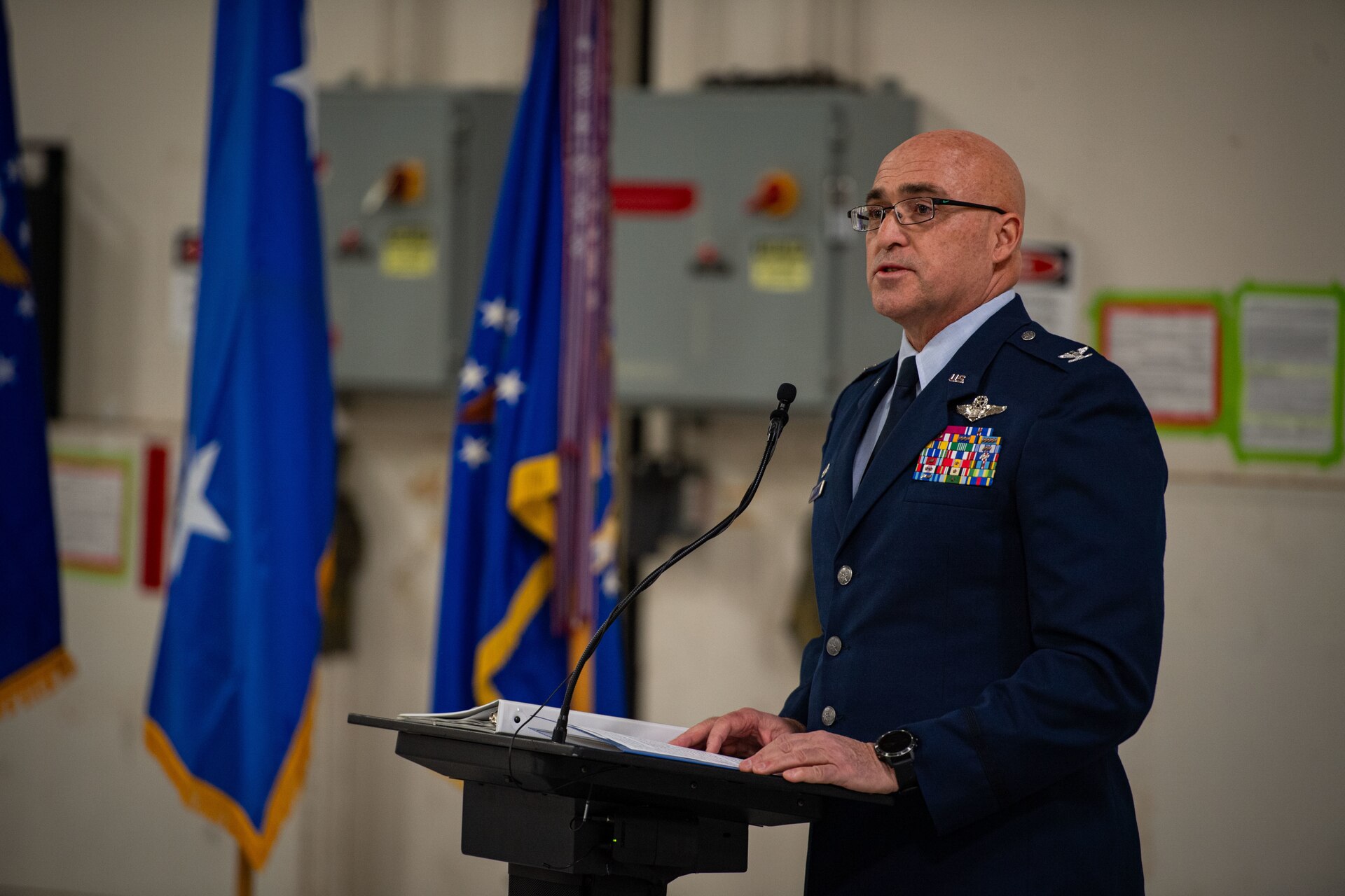 Col. Robert S. Noren, assumes command of the 193rd Special Operations Wing during a ceremony, Dec. 6, 2024 in Middletown, Pa. In his new position, Noren commands more than 1,900 Airmen in wartime and contingency operations, as well as providing military support to civilian authorities. (U.S. Air National Guard photo by Senior Master Sgt. Alexander Farver)
