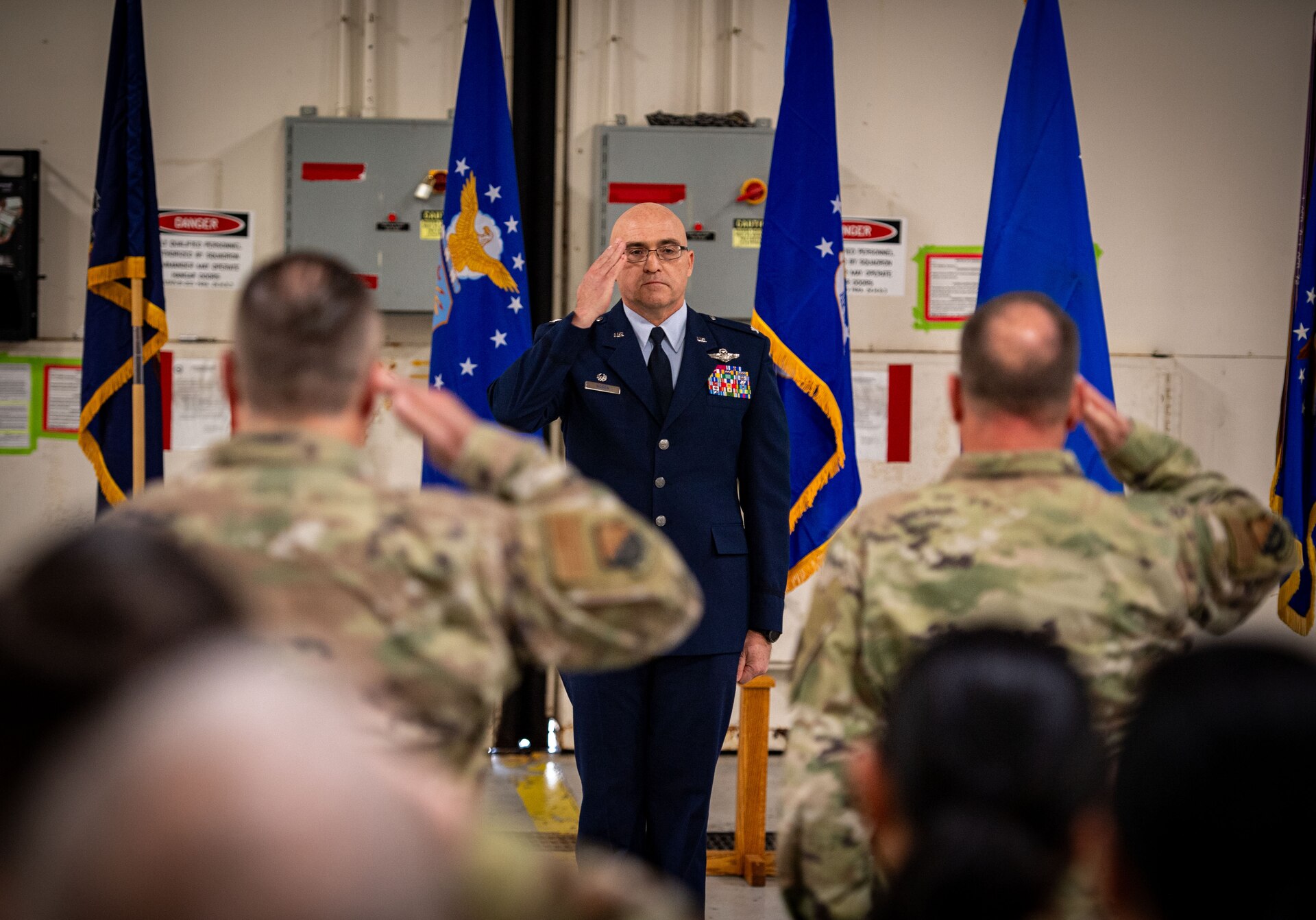 Col. Robert S. Noren, assumes command of the 193rd Special Operations Wing during a ceremony, Dec. 6, 2024 in Middletown, Pa. In his new position, Noren commands more than 1,900 Airmen in wartime and contingency operations, as well as providing military support to civilian authorities. (U.S. Air National Guard photo by Senior Master Sgt. Alexander Farver)