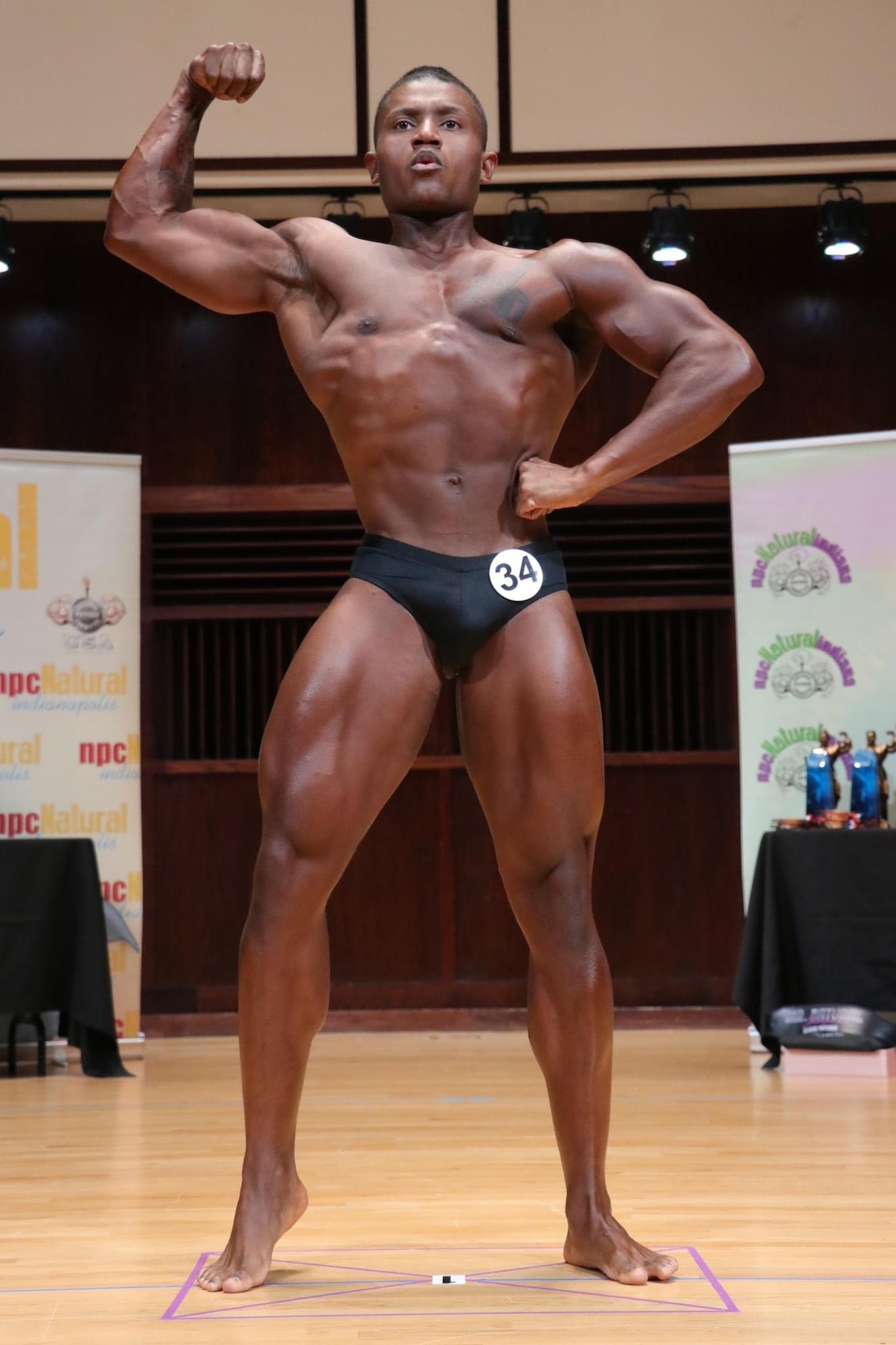 A man flexing