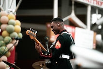 U.S. Marine Corps Cpl. Desean Porchea with Marine Band San Diego, performs at the San Francisco 49ers Salute to Service game vs. the Seattle Seahawks at Levi’s Stadium Santa Clara, California. Nov. 17, 2024. Marine Band San Diego participated in the Salute to Service game to help honor the nation's service members, veterans and their families. (U.S. Marine Corps photo by Capt. Austin Gallegos)