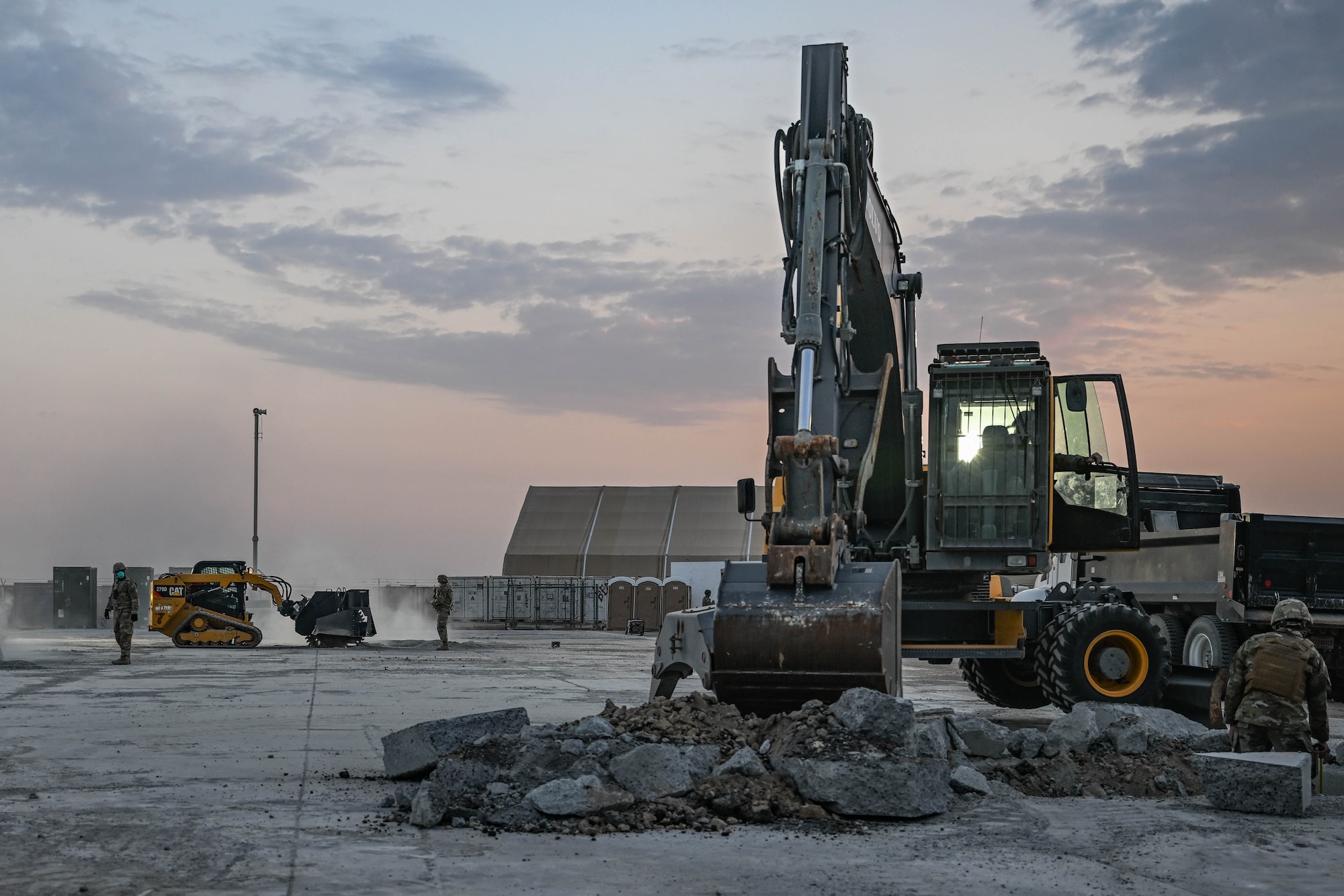 An Airman operates heavy equipment.