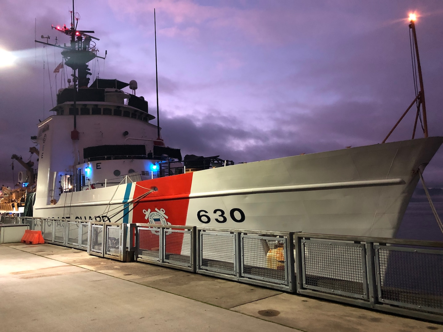 The Coast Guard Cutter Alert, a 210-foot Medium Endurance Cutter homeported in Astoria, Ore., moored up at the 17th Street Pier in Astoria, Nov. 16, 2018.



The cutter Alert is one of twelve medium endurance cutters in the Coast Guard's fleet, which are scheduled to be replaced by the Offshore Patrol Cutter (OPC), with construction of the first vessel to begin in 2018 and completed in 2021.



U.S. Coast Guard photo courtesy of Petty Officer 1st Class Jeremy Humphreys.