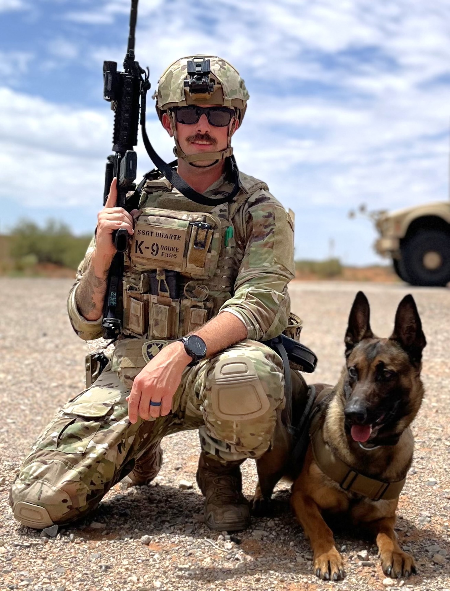 Portrait of a military working dog.