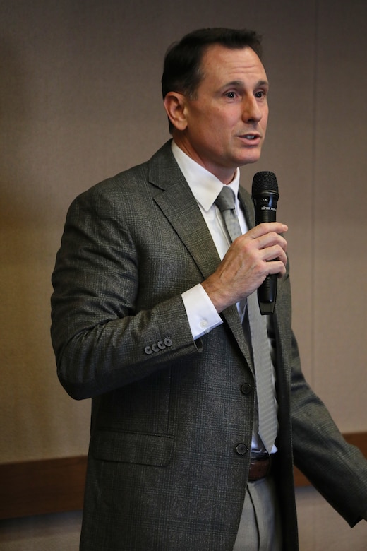 Karl Hatala, Deputy Chief of Engineering Division, U.S. Army Corps of Engineers – Far East District, was the main coordinator for the Engineering Quality Symposium from Nov. 13-14, 2024, at Camp Humphreys, South Korea. Throughout the two-day event, Hatala was encouraging and continuing the open dialogue for stakeholders to remember “we are on the same team.” (U.S. Army photo by Monique Freemon)