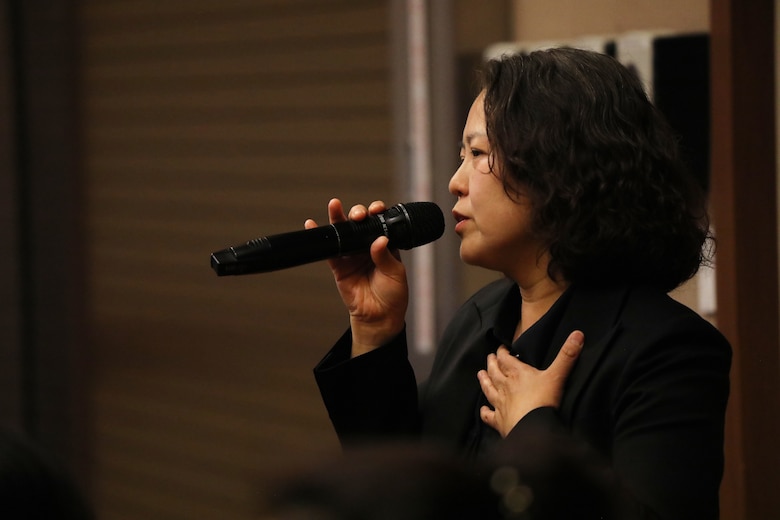 Sarah Woo, Chief of Engineering, U.S. Army Corps of Engineers – Far East District, poses a question on how FED can help stakeholders communicate effectively at the Engineering Quality Symposium from Nov. 13-14, 2024, at Camp Humphreys, South Korea. Woo coordinated the event with others at FED to create a shared understanding of quality among FED and stakeholders. (U.S. Army photo by Monique Freemon)