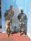 U.S. Army Brig. Gen. Ravindra Wagh, assistant adjutant general of the Michigan National Guard, with Capt. John Willie, Liberian Coast Guard commander, at Liberian Coast Guard Headquarters, Bushrod Island, Liberia, Dec. 2, 2024. Michigan and Liberia have partnered for 15 years under the Department of Defense National Guard Bureau State Partnership Program.