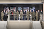 Attendees of the Marine Corps and DLA Service Integration Day gather for a group photo with Defense Logistics Agency Director Army Lt. Gen. Mark Simerly in the McNamara Headquarters Complex