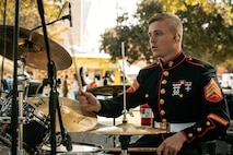 U.S. Marine Corps Sgt. Logan Fox with Marine Band San Diego, Headquarters and Service Battalion, Marine Corps Recruit Depot San Diego, performs at California State University, Northridge, California, Nov. 20, 2024. The Marine Band San Diego’s job is to provide ceremonial music, boost morale and participate in outreach work and attend events and ceremonies. (U.S. Marine Corps photo by Cpl. Sarah M. Grawcock)