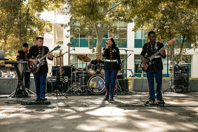 U.S. Marines assigned to Marine Band San Diego, Headquarters and Service Battalion, Marine Corps Recruit Depot San Diego, perform at California State University, Northridge, California, Nov. 20, 2024. The Marine Band San Diego’s job is to provide ceremonial music, boost morale and participate in outreach work and attend events and ceremonies. (U.S. Marine Corps photo by Cpl. Sarah M. Grawcock)