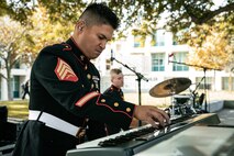 U.S. Marine Corps Sgt. Nikolas Slattery with Marine Band San Diego, Headquarters and Service Battalion, Marine Corps Recruit Depot San Diego, performs at California State University, Northridge, California, Nov. 20, 2024. The Marine Band San Diego’s job is to provide ceremonial music, boost morale and participate in outreach work and attend events and ceremonies. (U.S. Marine Corps photo by Cpl. Sarah M. Grawcock)