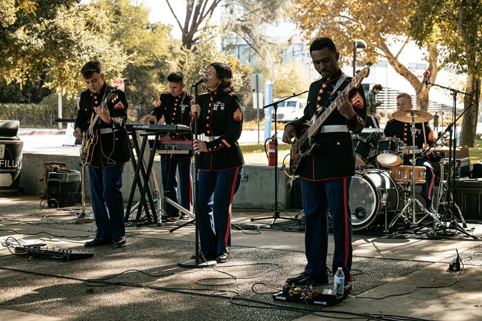 U.S. Marines assigned to Marine Band San Diego, Headquarters and Service Battalion, Marine Corps Recruit Depot San Diego, perform at California State University, Northridge, California, Nov. 20, 2024. The Marine Band San Diego’s job is to provide ceremonial music, boost morale and participate in outreach work and attend events and ceremonies. (U.S. Marine Corps photo by Cpl. Sarah M. Grawcock)