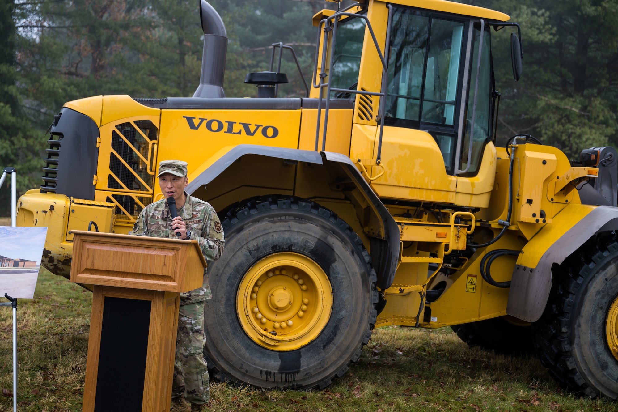 Colonel Jun S. Oh speaks at a groundbreaking ceremony.