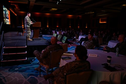 Gen. Saltzman talking at podium