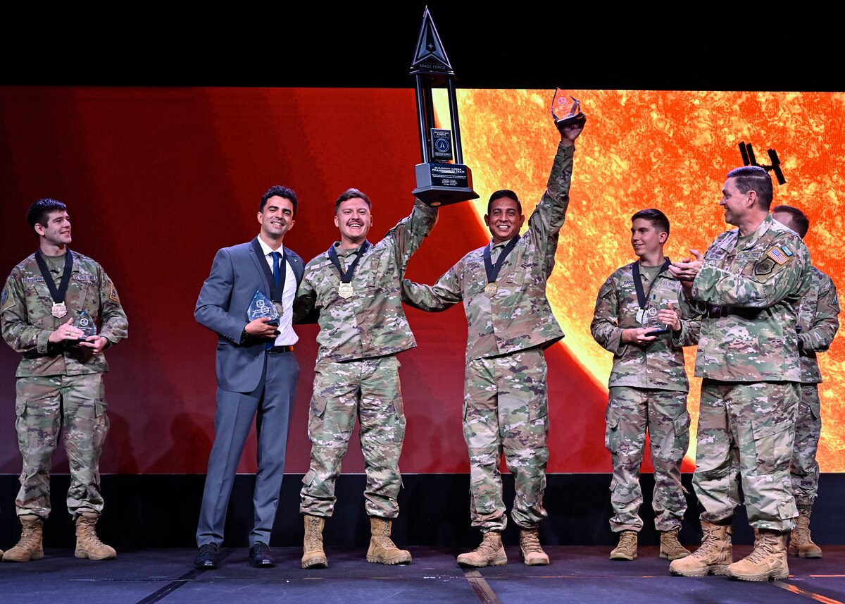 Military members receive awards.