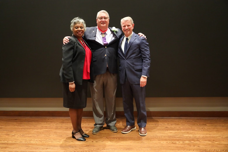 Dr. Anderton posses with two of his longest ERDC colleagues and friends, ERDC Deputy Director Dr. Patricia Sullivan and ERDC Director Dr. David Pittman.