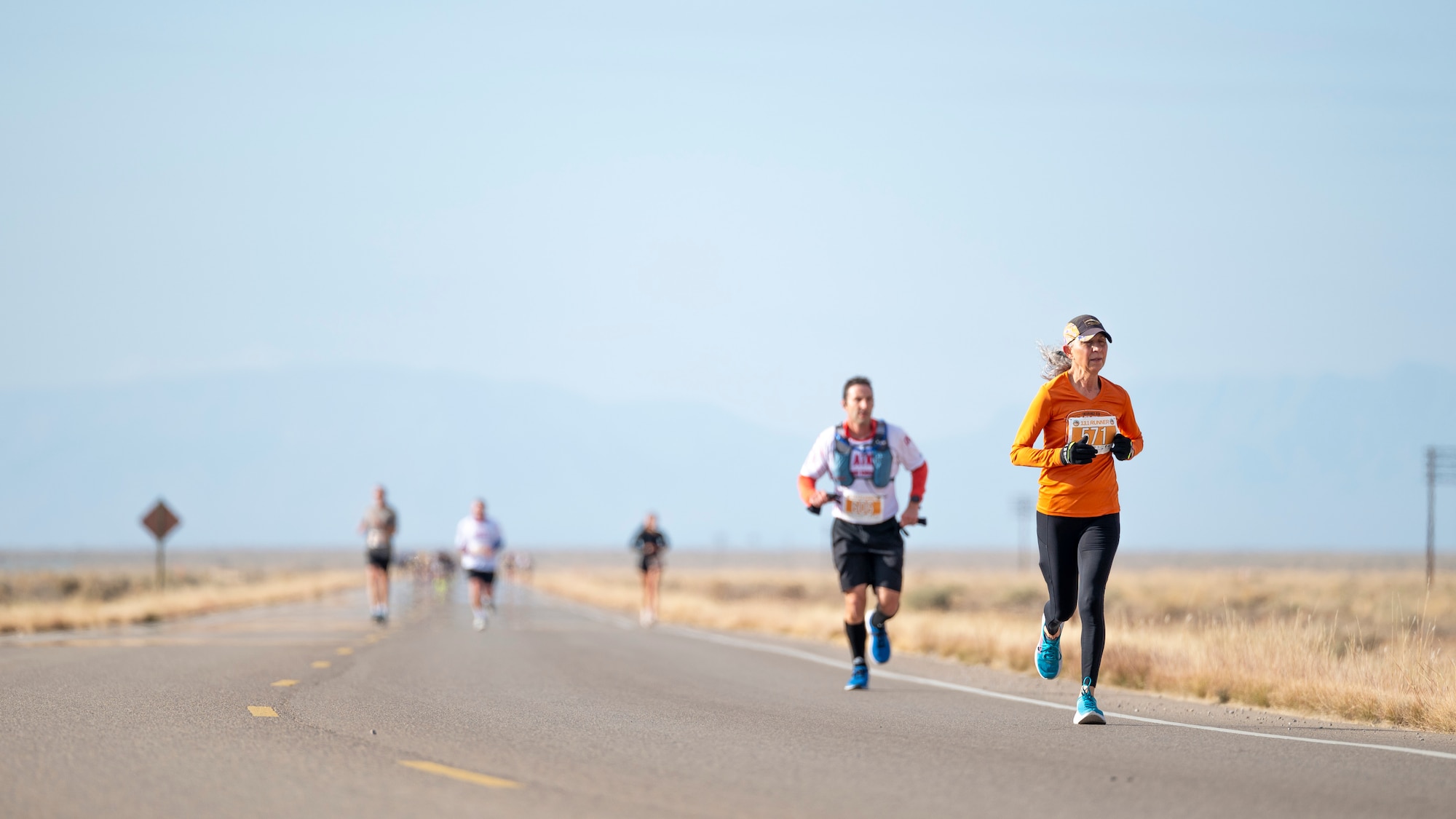 Runners power through the 2nd annual Ace of Races Marathon at Holloman Air Force Base, New Mexico, Dec. 7, 2024.