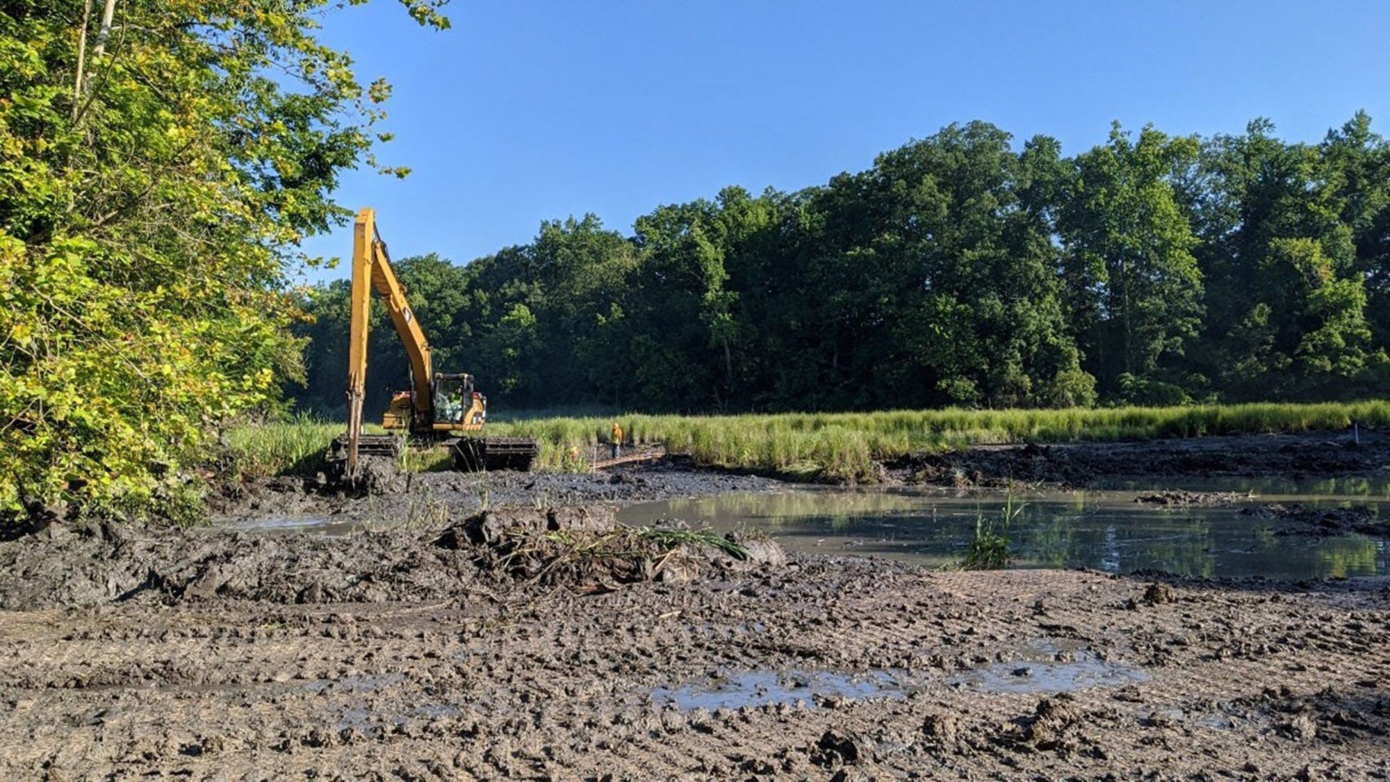 A sediment excavation is conducted