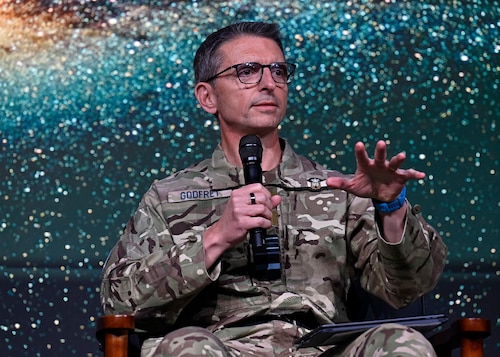 Space Force air marshal speaks at Spacepower Conference.