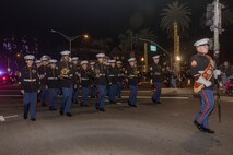 U.S. Marines with Marine Band San Diego march in the Coronado Holiday Parade in Coronado, Dec. 6, 2024. Marine Band San Diego performs a wide variety of music at military ceremonies and civilian events throughout San Diego County and the Western Recruiting Region. (U.S. Marine Corps photo by Cpl. Alexandra M. Earl)