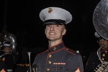 U.S. Marine Corps Musician, Sgt. John Richard, with Marine Band San Diego, smiles for a photo prior to the Coronado Holiday Parade in Coronado, Dec. 6, 2024. Marine Band San Diego performs a wide variety of music at military ceremonies and civilian events throughout San Diego County and the Western Recruiting Region. (U.S. Marine Corps photo by Cpl. Alexandra M. Earl)