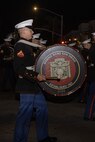 U.S. Marine Corps Musician, Lance Cpl. Jesse Powers, with Marine Band San Diego, marches in the Coronado Holiday Parade in Coronado, Dec. 6, 2024. Marine Band San Diego performs a wide variety of music at military ceremonies and civilian events throughout San Diego County and the Western Recruiting Region. (U.S. Marine Corps photo by Cpl. Alexandra M. Earl)