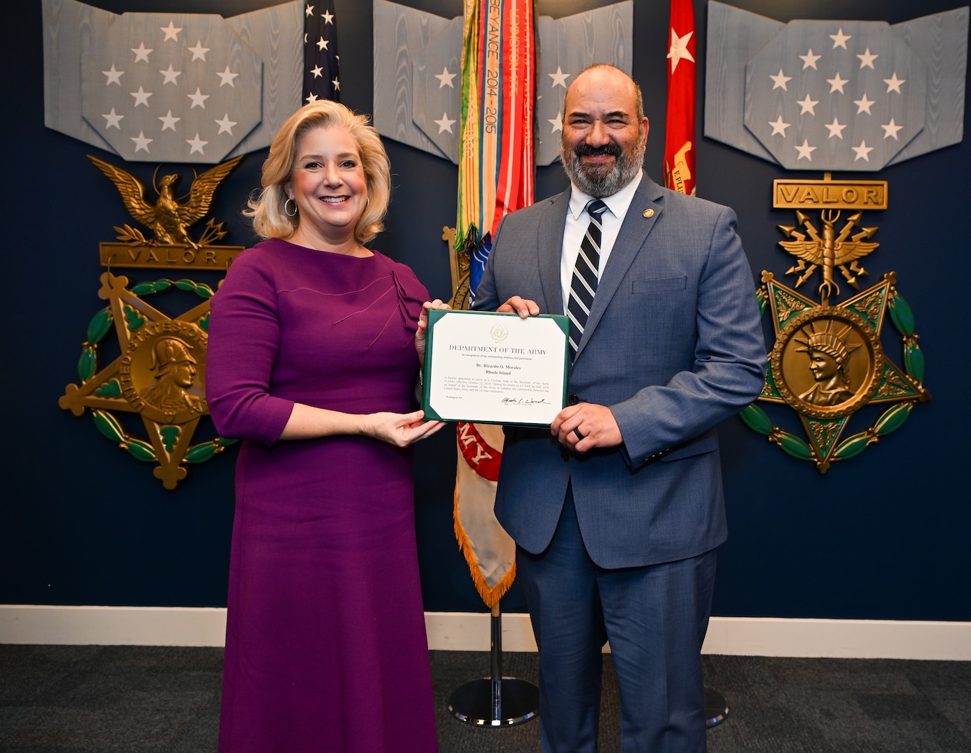 Dr. Rich Morales was recognized as a newly appointed civilian aide to Secretary of the Army Christine Wormuth during a ceremony at the Pentagon recently.  Morales serves as the Leader in Residence at the Admiral James M. Loy Institute for Leadership (Loy IFL) supporting leader development at the U.S. Coast Guard Academy.