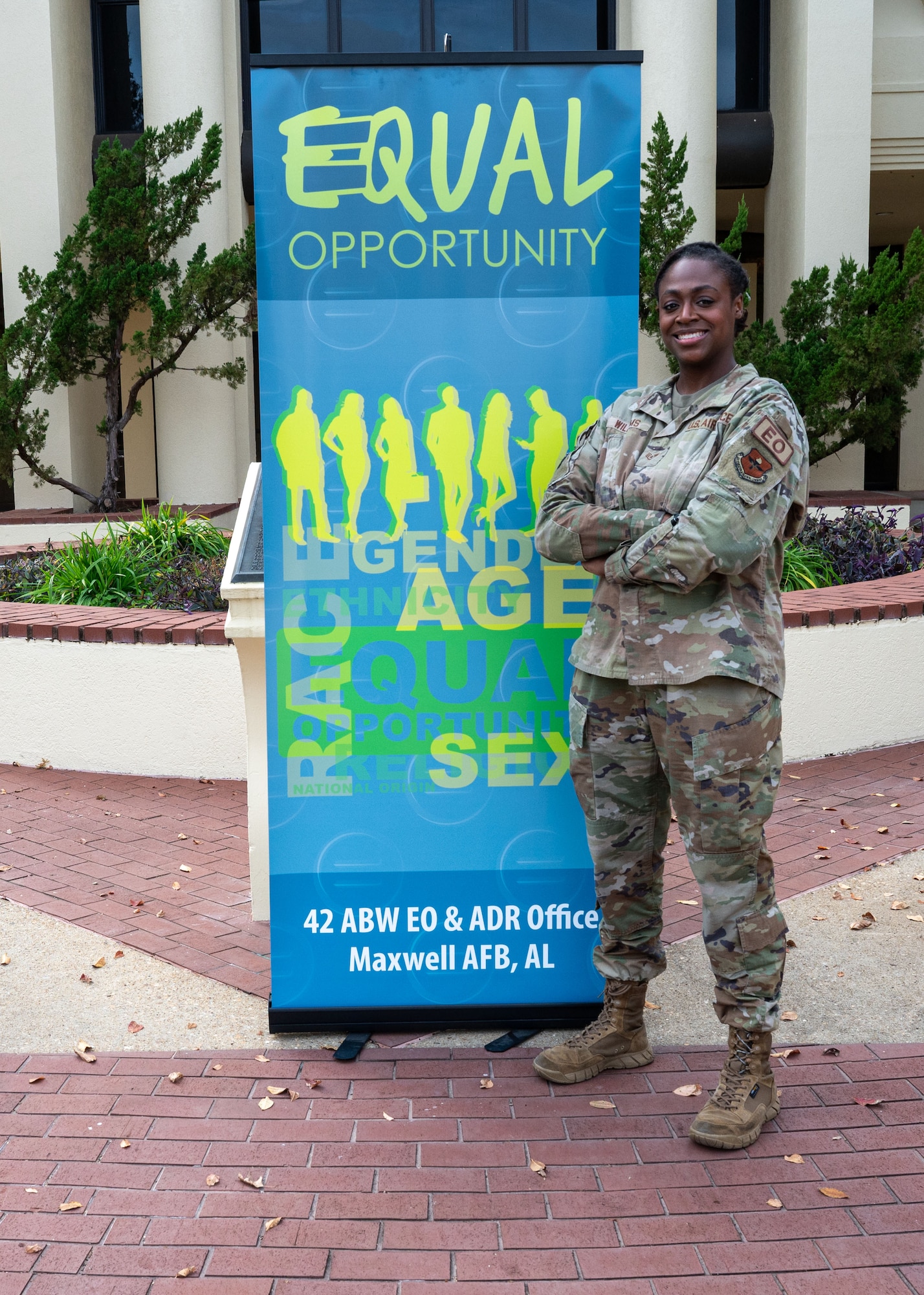 U.S. Air Force Staff Sgt. Valesia Williams, NCOIC of equal opportunity, 42nd Air Base Wing, poses for a photo at Maxwell Air Force Base